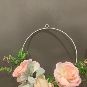 Floral Hoop Wreath with Pink Roses